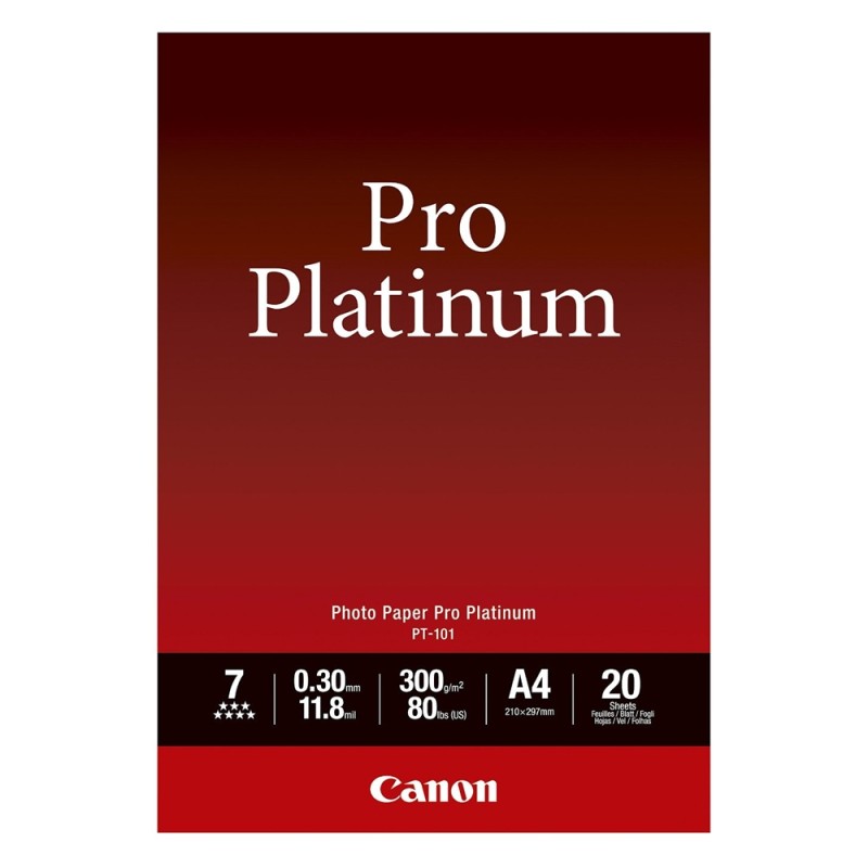Canon Φωτογραφικό Χαρτί Pro Platinum A4 Glossy 300g/m² 20 Φύλλα (2768B016) (CAN-PT101A4) Canon Φωτογραφικό Χαρτί Pro Platinum A4 Glossy 300g/m² 20 Φύλλα (2768B016) (CAN-PT101A4)