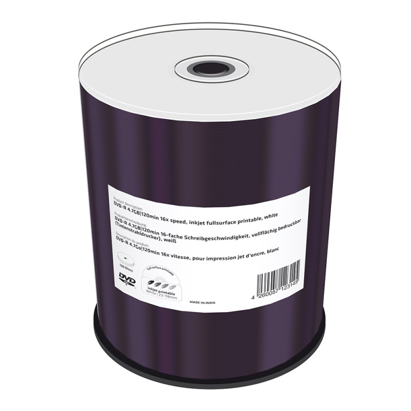 MediaRange DVD-R 4.7GB|120min 16x speed, inkjet fullsurface printable, Cake 100 (MR413) MediaRange DVD-R 4.7GB|120min 16x speed, inkjet fullsurface printable, Cake 100 (MR413)