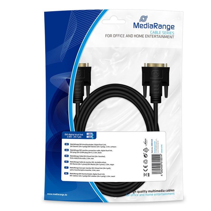 Καλώδιο MediaRange DVI monitor connection, digital dual link, DVI plug (24+1)/DVI plug (24+1), 2.0m, black (MRCS129) Καλώδιο MediaRange DVI monitor connection, digital dual link, DVI plug (24+1)/DVI plug (24+1), 2.0m, black (MRCS129)