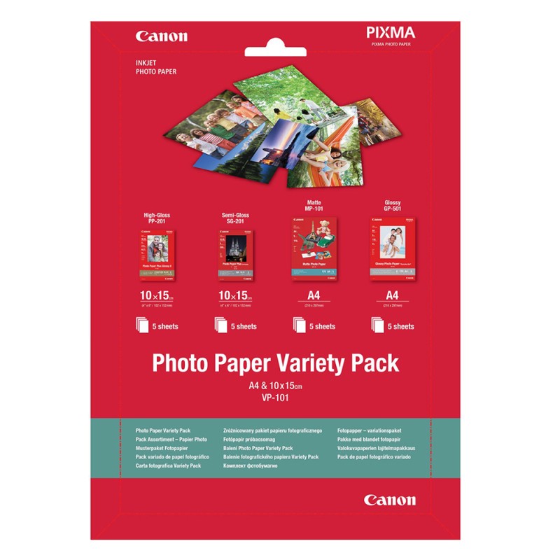 CANON VP-101 Variety Photo Pack A4 & 10x15cm 20sheet (0775B079) (CAN-VP-101A4) CANON VP-101 Variety Photo Pack A4 & 10x15cm 20sheet (0775B079) (CAN-VP-101A4)