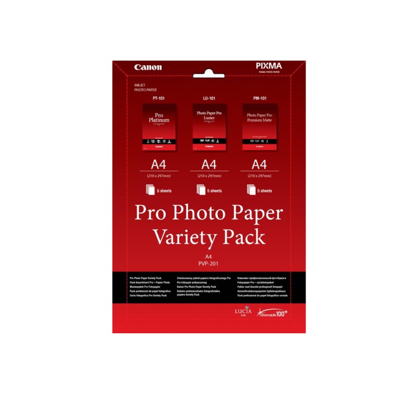Φωτογραφικό Χαρτί Canon Variety Pack A4 PVP-201 (PT-101, LU-101 & PM-101) (6211B021) (CAN-PVP-201) Φωτογραφικό Χαρτί Canon Variety Pack A4 PVP-201 (PT-101, LU-101 & PM-101) (6211B021) (CAN-PVP-201)