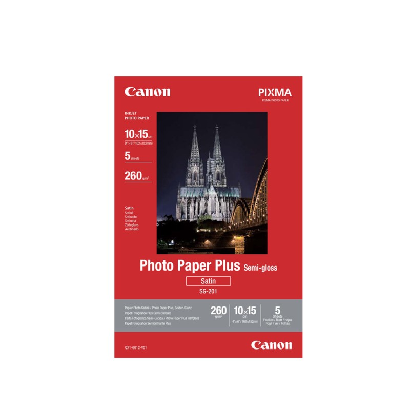 Canon Φωτογραφικό Χαρτί Semi-Gloss 10 x15cm 260g/m²5 φύλλα (1686B072) (CAN-SG201) Canon Φωτογραφικό Χαρτί Semi-Gloss 10 x15cm 260g/m²5 φύλλα (1686B072) (CAN-SG201)