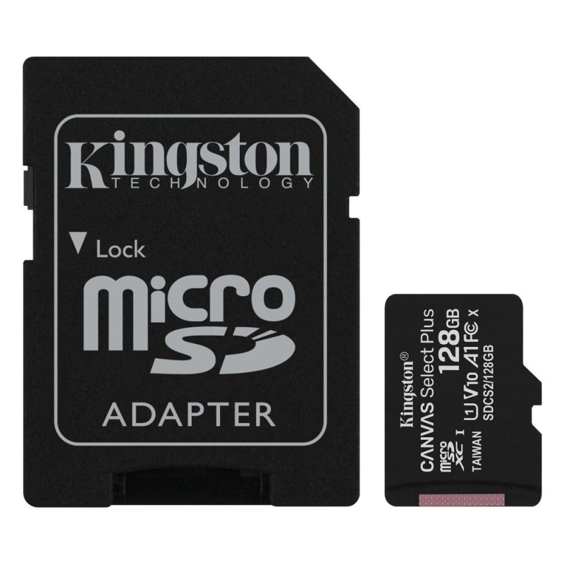 Kingston Micro Secure Digital 128GB microSDXC Canvas Select Plus 80R CL10 UHS-I Card + SD Adapter (SDCS2/128GB) Kingston Micro Secure Digital 128GB microSDXC Canvas Select Plus 80R CL10 UHS-I Card + SD Adapter (SDCS2/128GB)