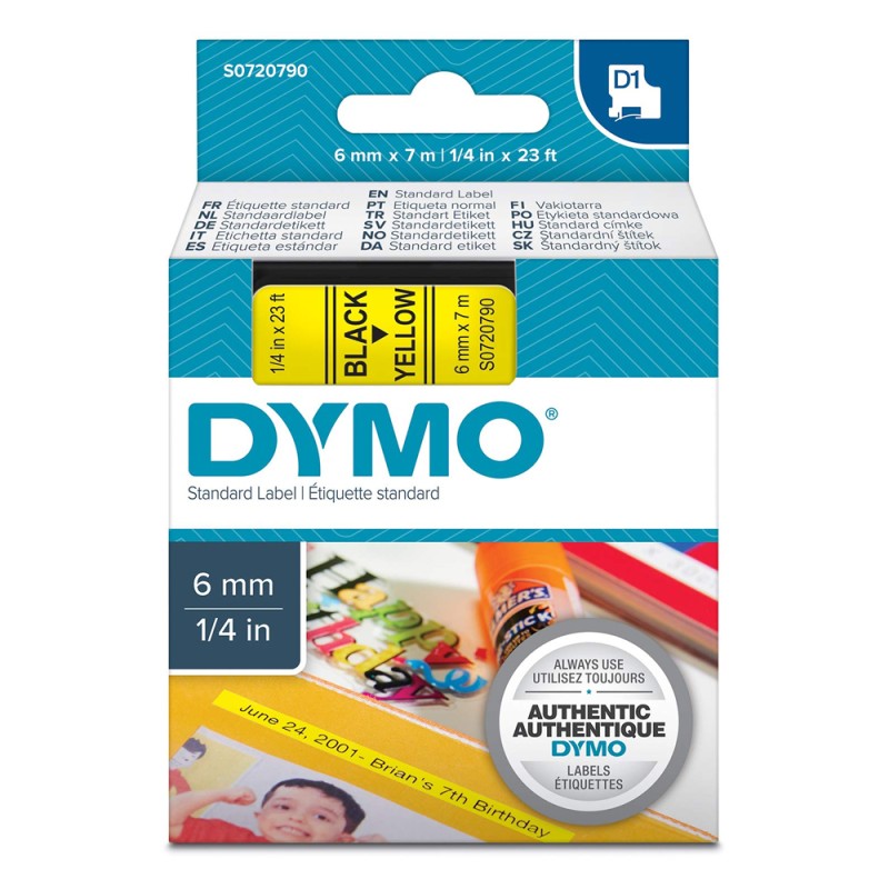 Ταινία Ετικετογράφου DYMO Standard 43618 6 mm x 7 m (Μαύρα Γράμματα σε Κίτρινο Φόντο) (S0720790) (DYMO43618) Ταινία Ετικετογράφου DYMO Standard 43618 6 mm x 7 m (Μαύρα Γράμματα σε Κίτρινο Φόντο) (S0720790) (DYMO43618)