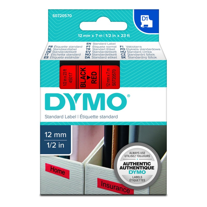 Ταινία Ετικετογράφου DYMO Standard 45017 12 mm x 7 m (Μαύρα Γράμματα σε Κόκκινο Φόντο) (S0720570) (DYMO45017) Ταινία Ετικετογράφου DYMO Standard 45017 12 mm x 7 m (Μαύρα Γράμματα σε Κόκκινο Φόντο) (S0720570) (DYMO45017)