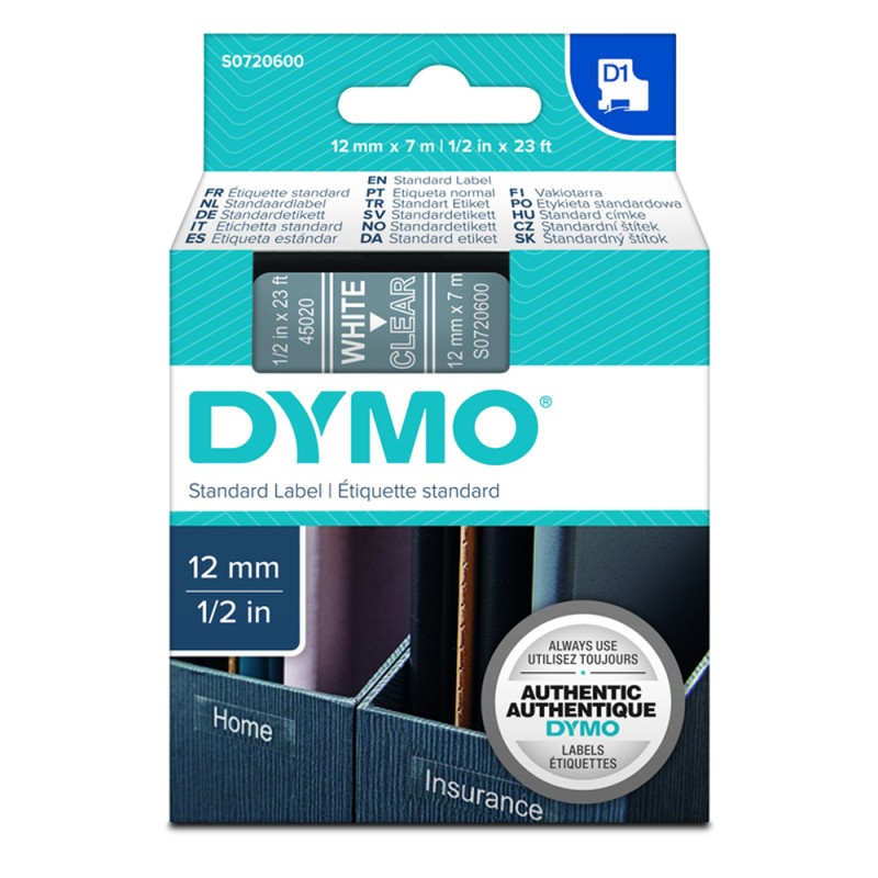 Ταινία Ετικετογράφου DYMO Standard 45020 12 mm x 7 m (Λευκά Γράμματα σε Διάφανο Φόντο) (S0720600) (DYMO45020) Ταινία Ετικετογράφου DYMO Standard 45020 12 mm x 7 m (Λευκά Γράμματα σε Διάφανο Φόντο) (S0720600) (DYMO45020)