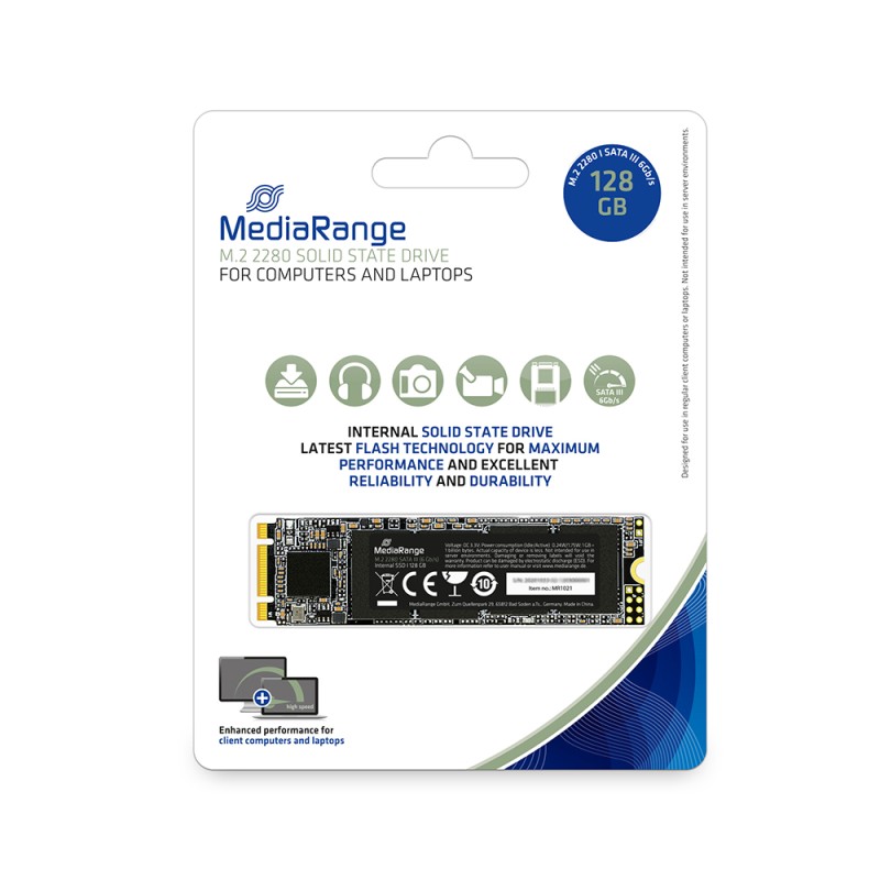 MediaRange Internal M.2 2280 solid state drive, SATA 6 Gb/s, 128GB (MR1021) MediaRange Internal M.2 2280 solid state drive, SATA 6 Gb/s, 128GB (MR1021)