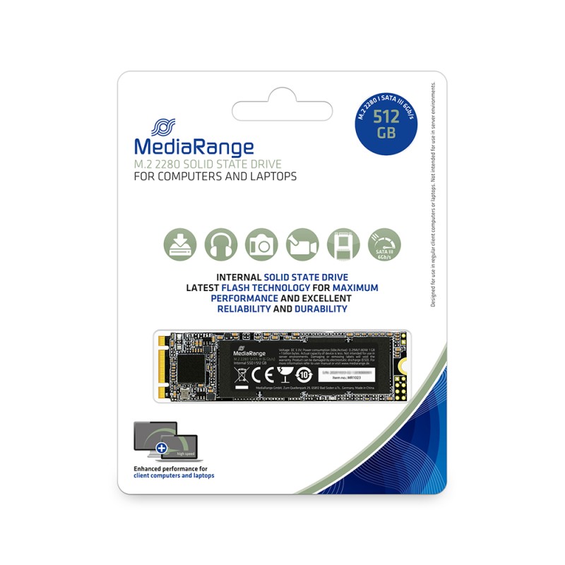 MediaRange Internal M.2 2280 solid state drive, SATA 6 Gb/s, 512GB (MR1023) MediaRange Internal M.2 2280 solid state drive, SATA 6 Gb/s, 512GB (MR1023)