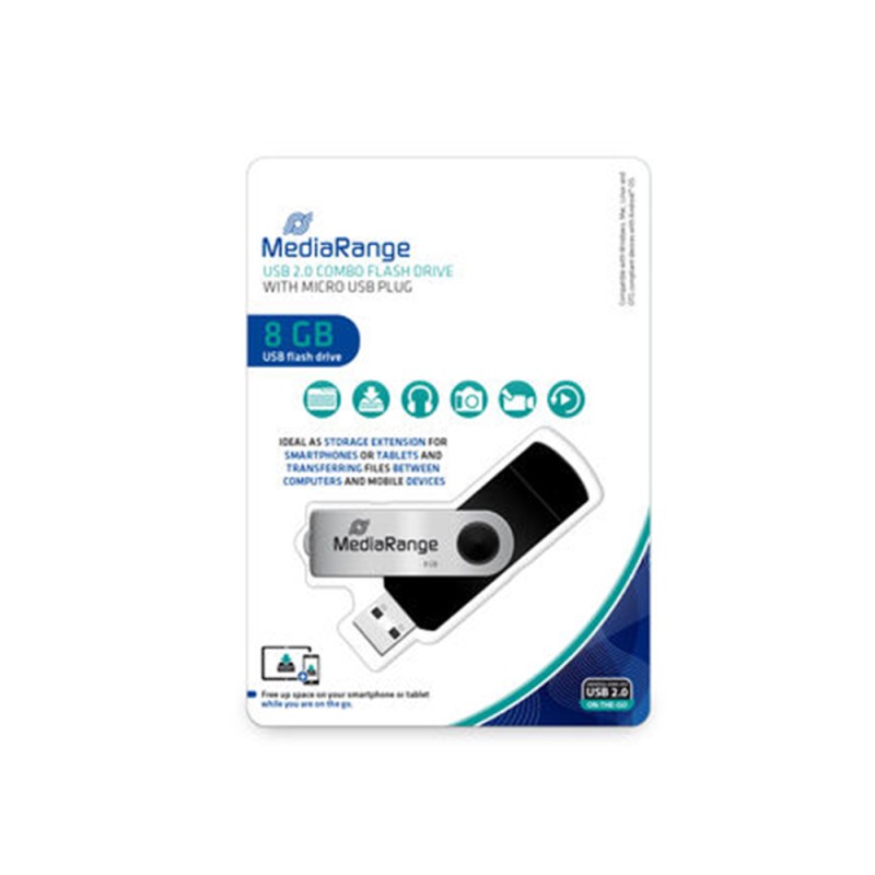 MediaRange USB combo flash drive with micro USB (OTG) plug, 8GB (MR930-2) MediaRange USB combo flash drive with micro USB (OTG) plug, 8GB (MR930-2)