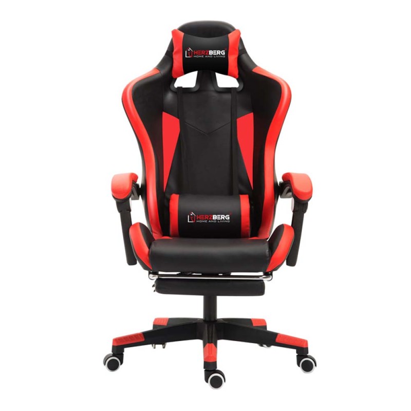 Herzberg  Καρέκλα Gaming με Υποπόδιο Red (HG-8080RED) (HEZHG8080RED)