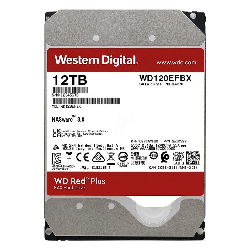 Western Digital Red Plus NAS Hard Drive 12TB 3.5" (CMR) (WD120EFBX) Western Digital Red Plus NAS Hard Drive 12TB 3.5" (CMR) (WD120EFBX)