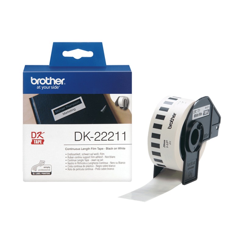 Brother DK-22211 Continuous Film Label Roll – Black on White, 29mm (DK22211) (BRODK22211) Brother DK-22211 Continuous Film Label Roll – Black on White, 29mm (DK22211) (BRODK22211)