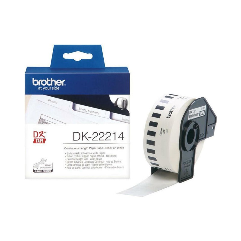 Brother DK-22214 Continuous Paper Label Roll – Black on White, 12mm wide (DK22214) (BRODK22214) Brother DK-22214 Continuous Paper Label Roll – Black on White, 12mm wide (DK22214) (BRODK22214)