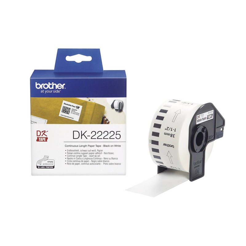 Brother DK-22225 Continuous Paper Label Roll – Black on White, 38mm wide (DK22225) (BRODK22225) Brother DK-22225 Continuous Paper Label Roll – Black on White, 38mm wide (DK22225) (BRODK22225)
