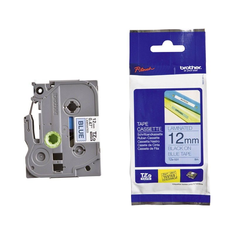 Brother TZe-531 Labelling Tape Cassette – Black on Blue, 12mm wide (TZE531) (BROTZE531) Brother TZe-531 Labelling Tape Cassette – Black on Blue, 12mm wide (TZE531) (BROTZE531)