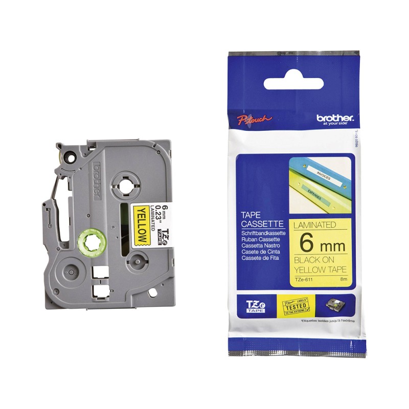 Brother TZe-621 Labelling Tape Cassette – Black on Yellow, 9mm wide (TZE621) (BROTZE621) Brother TZe-621 Labelling Tape Cassette – Black on Yellow, 9mm wide (TZE621) (BROTZE621)