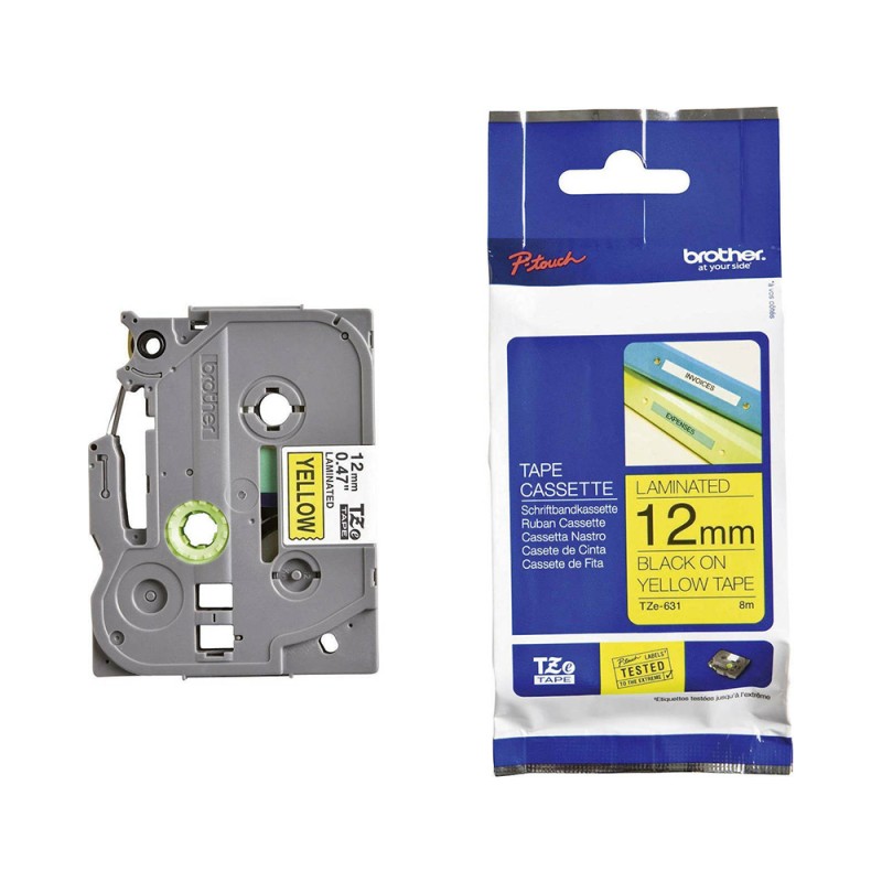 Brother TZe-631 Labelling Tape – Black on Yellow, 12mm wide (TZE631) (BROTZE631) Brother TZe-631 Labelling Tape – Black on Yellow, 12mm wide (TZE631) (BROTZE631)