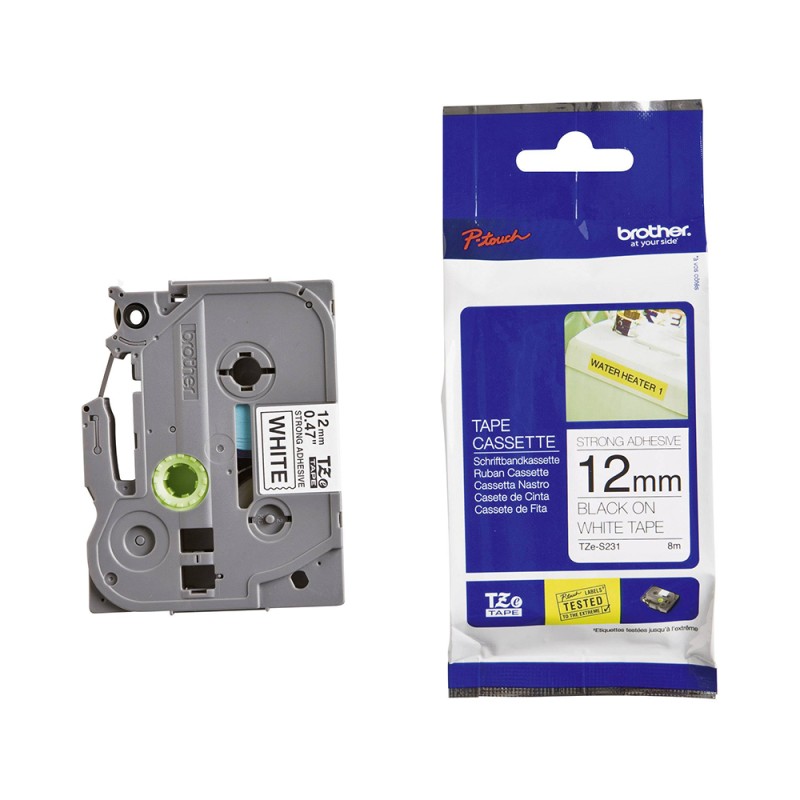 Brother TZe-S231 Labelling Tape Cassette – Black on White, 12mm wide (TZES231) (BROTZES231) Brother TZe-S231 Labelling Tape Cassette – Black on White, 12mm wide (TZES231) (BROTZES231)