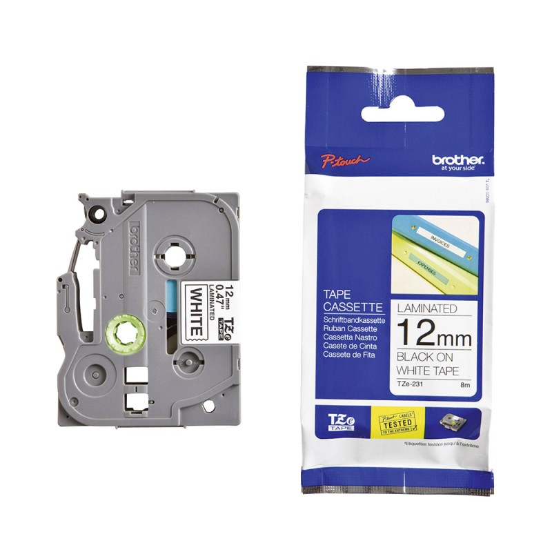 Brother TZe-231 Labelling Tape Cassette – Black on White, 12mm wide (TZE231) (BROTZE231) Brother TZe-231 Labelling Tape Cassette – Black on White, 12mm wide (TZE231) (BROTZE231)