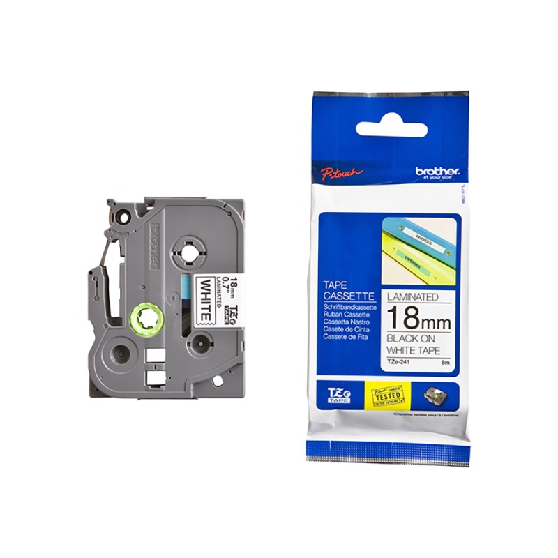 Brother TZe-241 Labelling Tape Cassette – Black on White, 18mm wide (TZE241) (BROTZE241) Brother TZe-241 Labelling Tape Cassette – Black on White, 18mm wide (TZE241) (BROTZE241)