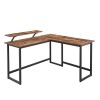 Vasagle Γωνιακό Μεταλλικό Γραφείο 140 x 130 x 76 / 91.5 cm Χρώματος Σκούρο Καφέ (LWD56X) (VASLWD56X)