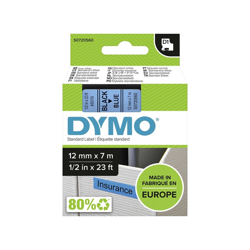 Ταινία Ετικετογράφου DYMO D1 45016 12mm x 7m (Μαύρα Γράμματα σε Μπλέ Φόντο) (S0720710) (DYMO40916) Ταινία Ετικετογράφου DYMO D1 45016 12mm x 7m (Μαύρα Γράμματα σε Μπλέ Φόντο) (S0720710) (DYMO40916)
