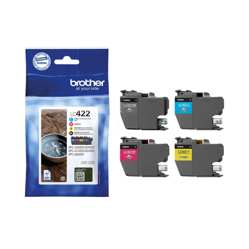 Brother Μελάνι Inkjet LC Black, Cyan, Magenta, Yellow Cartridge (LC422VAL) (BROLC422VAL) Brother Μελάνι Inkjet LC Black, Cyan, Magenta, Yellow Cartridge (LC422VAL) (BROLC422VAL)