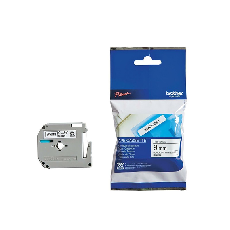 Brother P-touch Non Laminated M-Band Black on White 8m x 9mm (MK221BZ) (BROMK221BZ) Brother P-touch Non Laminated M-Band Black on White 8m x 9mm (MK221BZ) (BROMK221BZ)