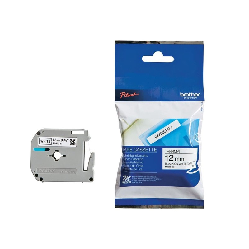 Brother P-touch Non Laminated M-Band Black on White 8m x 12mm (MK231BZ) (BROMK231BZ) Brother P-touch Non Laminated M-Band Black on White 8m x 12mm (MK231BZ) (BROMK231BZ)