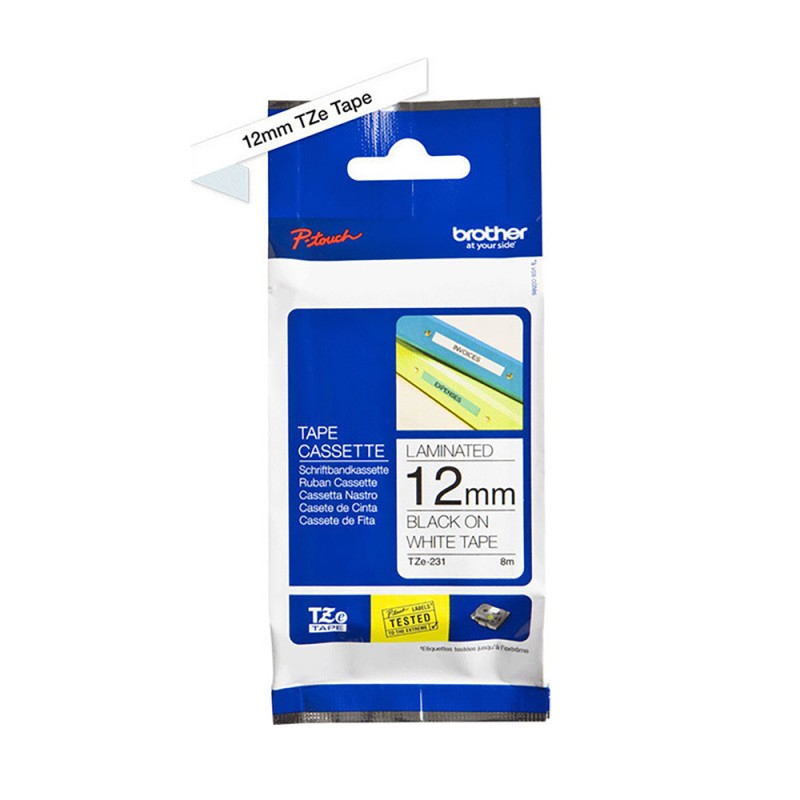 Brother P-Touch Black on White 4m x 12mm (TZE231S) (BROTZE231S) Brother P-Touch Black on White 4m x 12mm (TZE231S) (BROTZE231S)