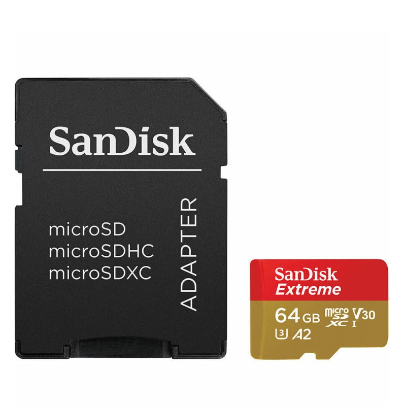Sandisk Extreme microSDXC 64GB Class 10 U3 V30 A2 UHS-I με αντάπτορα (SDSQXAH-064G-GN6AA) (SANSDSQXAH-064G-GN6AA) Sandisk Extreme microSDXC 64GB Class 10 U3 V30 A2 UHS-I με αντάπτορα (SDSQXAH-064G-GN6AA) (SANSDSQXAH-064G-GN6AA)