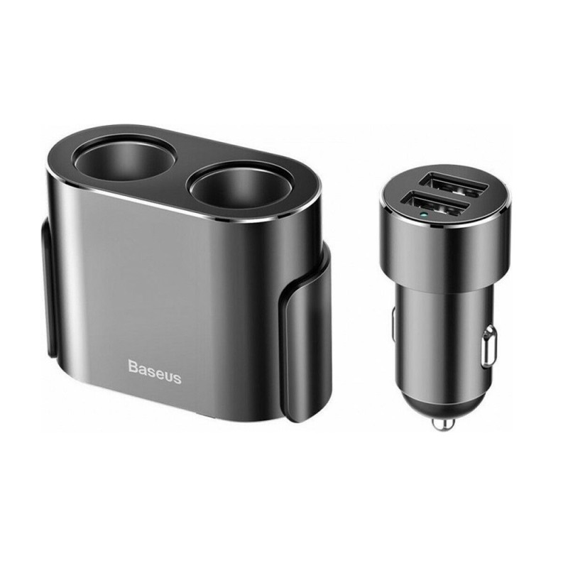 Baseus Car charger One to Two Cigarette Lighter(dual- lighter 80W+dual USB 3.1A) Black (CRDYQ-01) (BASCRDYQ-01) Baseus Car charger One to Two Cigarette Lighter(dual- lighter 80W+dual USB 3.1A) Black (CRDYQ-01) (BASCRDYQ-01)