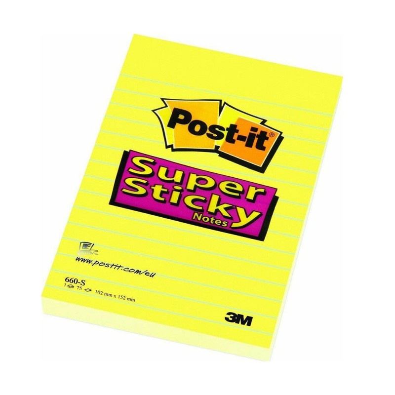 Αυτοκόλλητα Χαρτάκια 3M Post-it Lined 102 x 152 mm (Κίτρινα Ριγέ) (90 Φύλλα) (660-S) (MMM660-S) Αυτοκόλλητα Χαρτάκια 3M Post-it Lined 102 x 152 mm (Κίτρινα Ριγέ) (90 Φύλλα) (660-S) (MMM660-S)