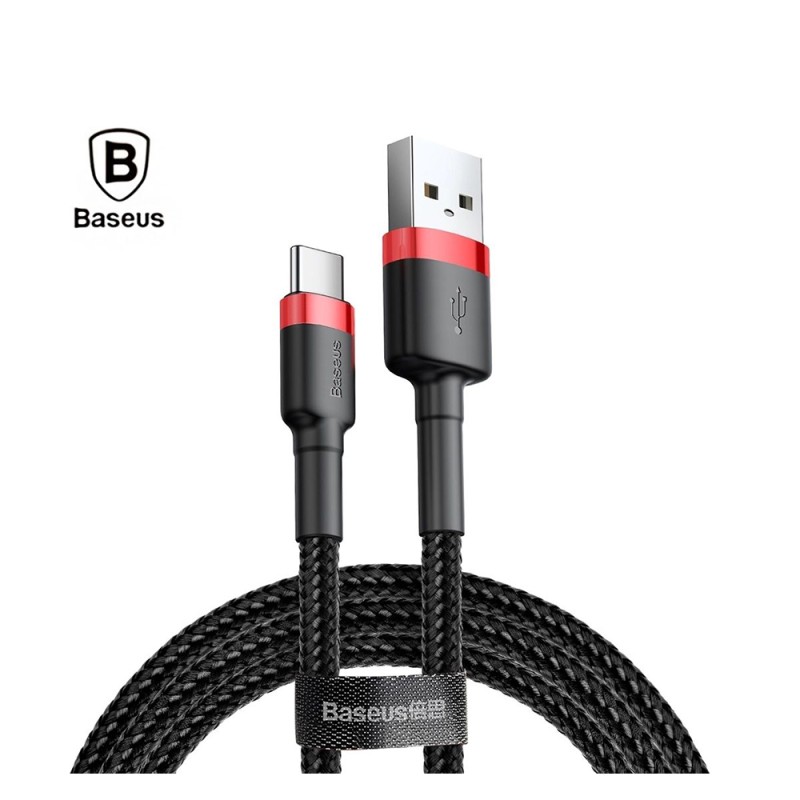 Baseus Cafule Braided USB 2.0 Cable USB-C male - USB-A male Black/Red 3m (CATKLF-U91) (BASCATKLF-U91) Baseus Cafule Braided USB 2.0 Cable USB-C male - USB-A male Black/Red 3m (CATKLF-U91) (BASCATKLF-U91)