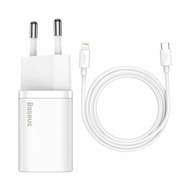 Baseus Φορτιστής με Θύρα USB-C και Καλώδιο Lightning 20W Power Delivery Λευκός (Super Si 1C) (TZCCSUP-B02) (BASTZCCSUP-B02) Baseus Φορτιστής με Θύρα USB-C και Καλώδιο Lightning 20W Power Delivery Λευκός (Super Si 1C) (TZCCSUP-B02) (BASTZCCSUP-B02)