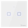 Sonoff T0EU2C-TX Χωνευτός Διακόπτης Τοίχου Wi-Fi για Έλεγχο Φωτισμού με Πλαίσιο και Δύο Πλήκτρα Αφής Φωτιζόμενος Λευκός (IM190314010) (SONIM190314010)