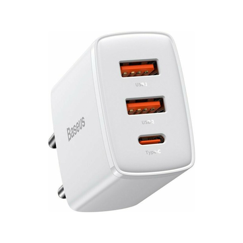Baseus Φορτιστής Χωρίς Καλώδιο με 2 Θύρες USB-A και Θύρα USB-C 30W Power Delivery Λευκός (Compact 2U+C) (CCXJ-E02) (BASCCXJE02) Baseus Φορτιστής Χωρίς Καλώδιο με 2 Θύρες USB-A και Θύρα USB-C 30W Power Delivery Λευκός (Compact 2U+C) (CCXJ-E02) (BASCCXJE02)