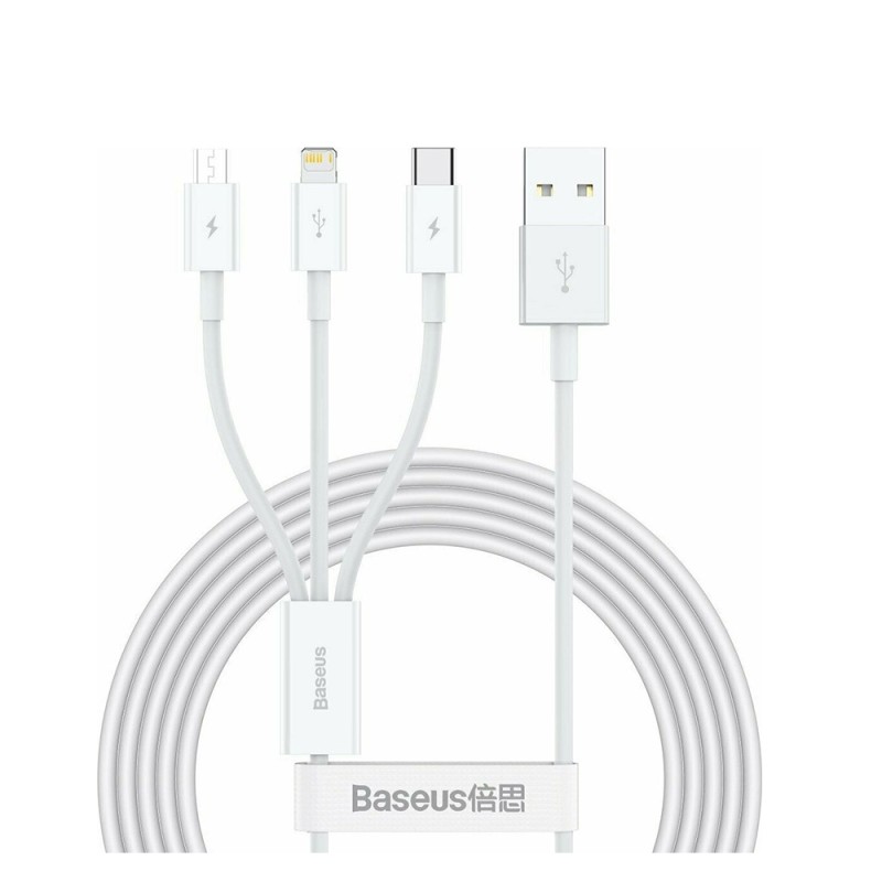 Baseus Superior Series Regular USB to Type-C / Lightning / micro USB Cable 3.5A Λευκό 1.5m (CAMLTYS-02) (BASCAMLTYS02) Baseus Superior Series Regular USB to Type-C / Lightning / micro USB Cable 3.5A Λευκό 1.5m (CAMLTYS-02) (BASCAMLTYS02)