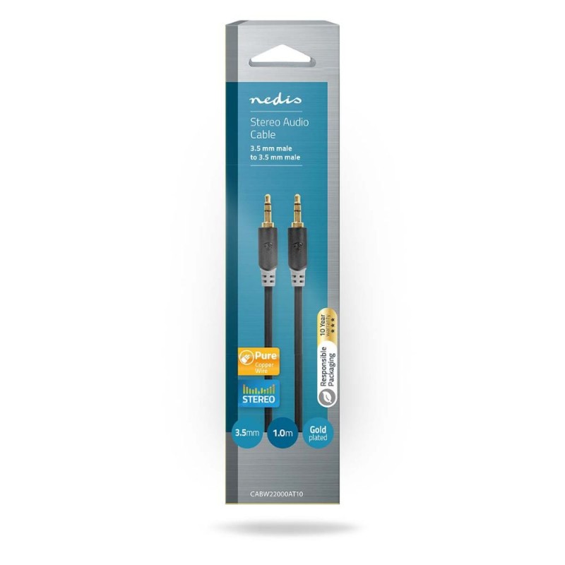 Nedis Καλώδιο 3.5mm male - 3.5mm male Μαύρο 1m (CABW22000AT10) (NEDCABW22000AT10) Nedis Καλώδιο 3.5mm male - 3.5mm male Μαύρο 1m (CABW22000AT10) (NEDCABW22000AT10)