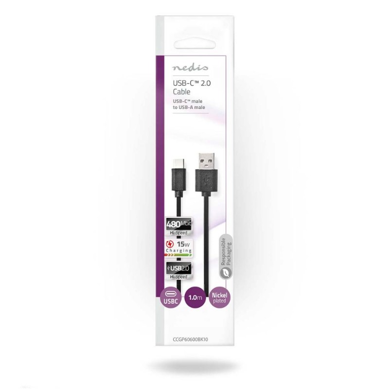 Nedis USB 2.0 Cable USB-C male - USB-A male Μαύρο 1m (CCGP60600BK10) (NEDCCGP60600BK10) Nedis USB 2.0 Cable USB-C male - USB-A male Μαύρο 1m (CCGP60600BK10) (NEDCCGP60600BK10)