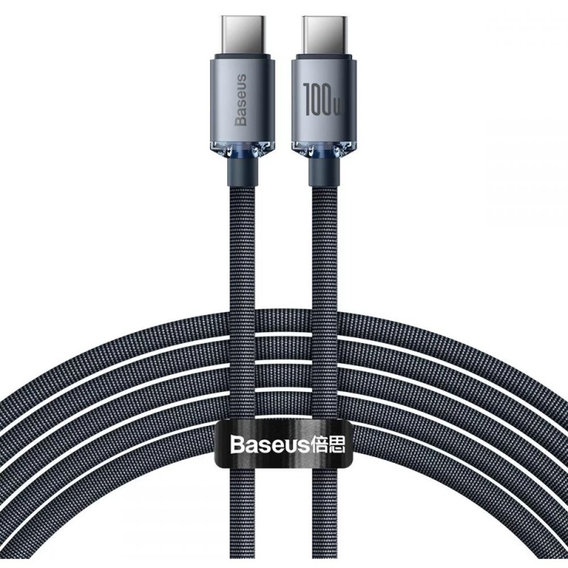 Baseus Crystal Shine Braided USB 2.0 Cable USB-C male - USB-C male Black 2m (CAJY000701) (BASCAJY000701) Baseus Crystal Shine Braided USB 2.0 Cable USB-C male - USB-C male Black 2m (CAJY000701) (BASCAJY000701)