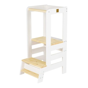 MeowBaby Black Wooden Kitchen Helper for Children Step Stool with Natural Elements without board  (KH01002WMIE) (MEBKH01002WMIE)