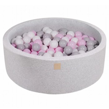 MeowBaby Baby Foam Round Ball Pit 90x30cm with 200 Balls Light Gray (MEO033) (MEBMEO033)
