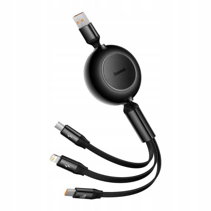 Baseus Bright Mirror 3 USB 3-in-1 cable for micro USB / USB-C / Lightning 66W / 2A 1.1m Black (CAMJ010101) (BASCAMJ010101) Baseus Bright Mirror 3 USB 3-in-1 cable for micro USB / USB-C / Lightning 66W / 2A 1.1m Black (CAMJ010101) (BASCAMJ010101)