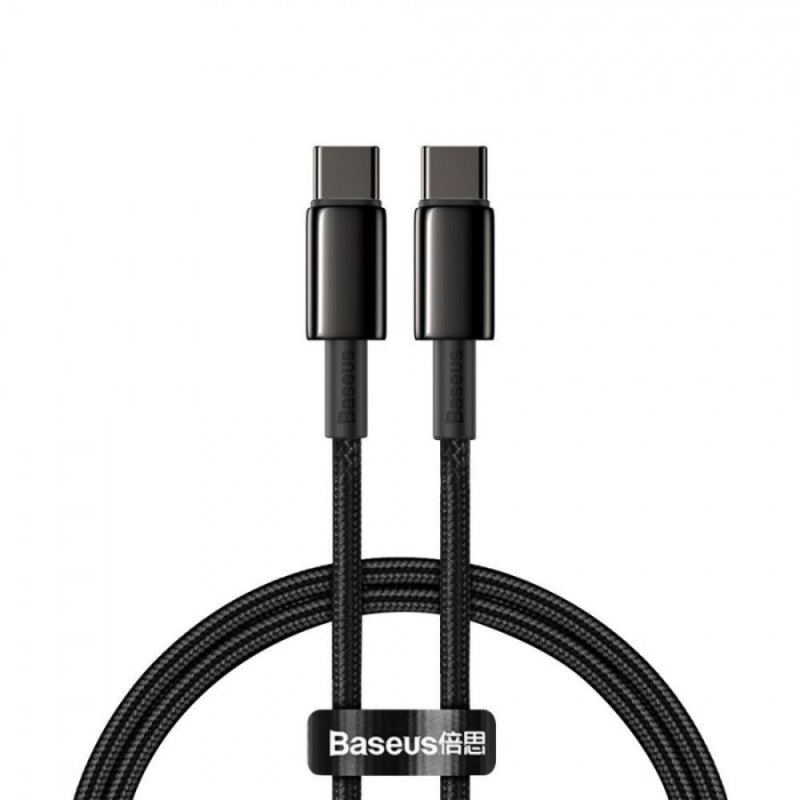 Baseus Tungsten Gold Cable Type-C to Type-C 100W 1m Black (CATWJ-01) (BASCATWJ-01) Baseus Tungsten Gold Cable Type-C to Type-C 100W 1m Black (CATWJ-01) (BASCATWJ-01)