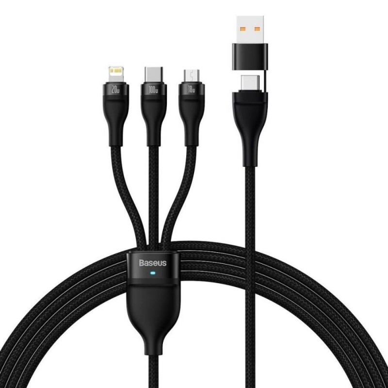 Baseus Flash Series II Braided USB to micro USB / Type-C / Lightning Cable Μαύρο 1.2m (CASS030101) (BASCASS030101) Baseus Flash Series II Braided USB to micro USB / Type-C / Lightning Cable Μαύρο 1.2m (CASS030101) (BASCASS030101)