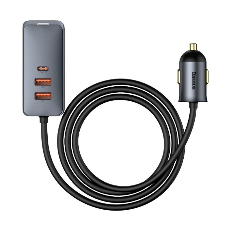 Baseus Car Charger Share Together with Extension Cord, 2x USB, 2x USB-C, 120W Grey (CCBT-A0G) (BASCCBT-A0G) Baseus Car Charger Share Together with Extension Cord, 2x USB, 2x USB-C, 120W Grey (CCBT-A0G) (BASCCBT-A0G)