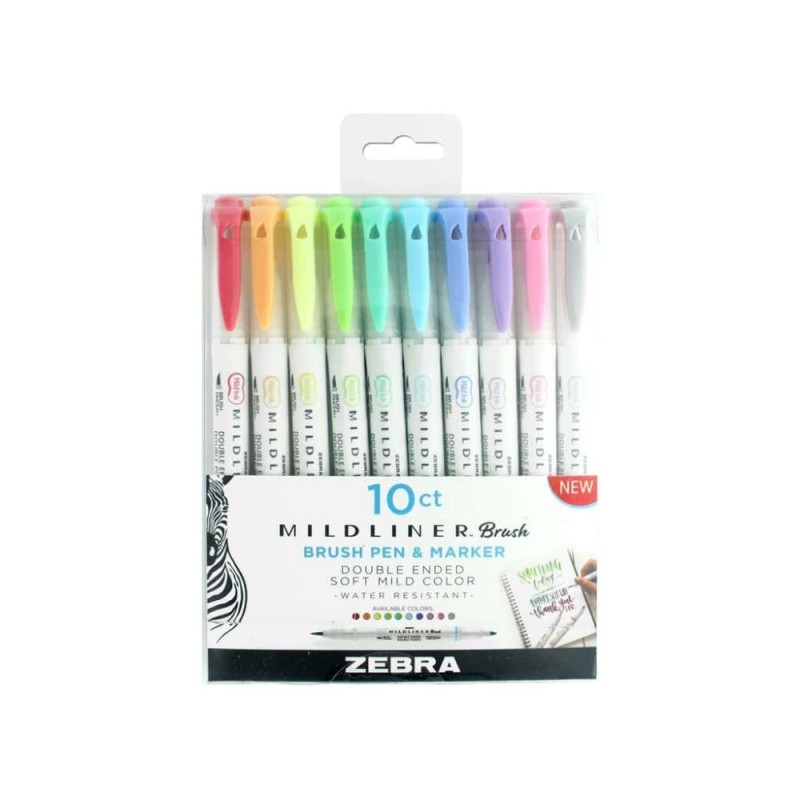 Zebra Mildliner Double Ended Brush Pen & Marker Bold & Fine Point 10 Pack (ZB-79101) (ZEB79101) Zebra Mildliner Double Ended Brush Pen & Marker Bold & Fine Point 10 Pack (ZB-79101) (ZEB79101)