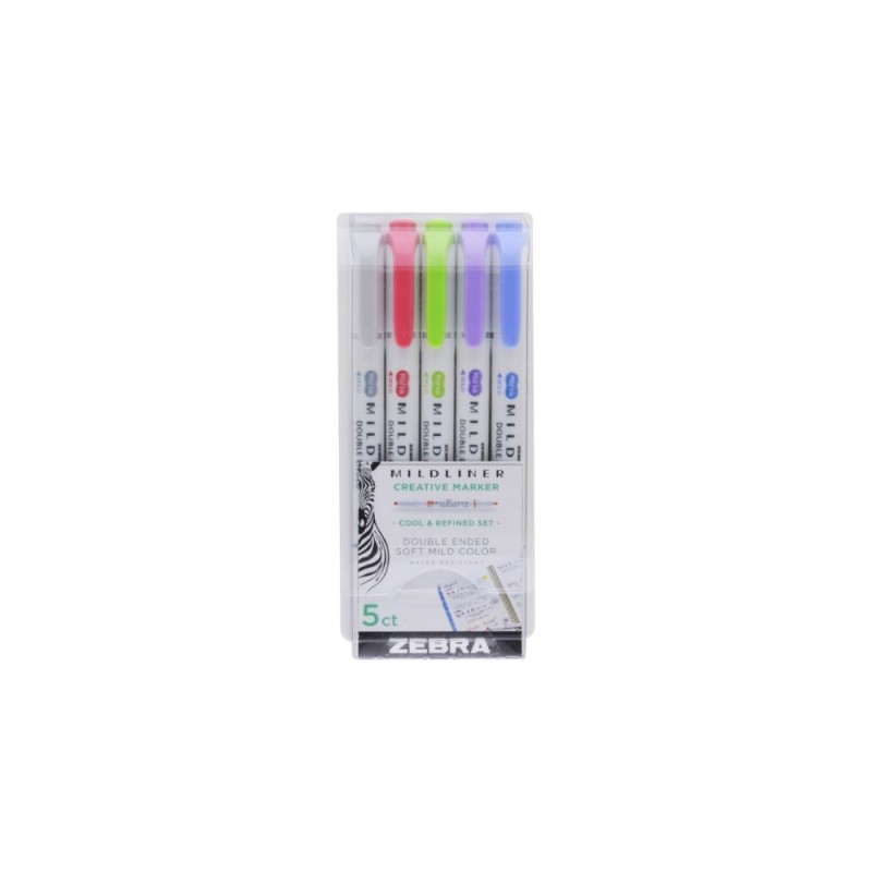Zebra Mildliner Double Ended Marker Bold & Fine Point 5 Pack Cool & Refined Set (ZB-78205) (ZEB78205) Zebra Mildliner Double Ended Marker Bold & Fine Point 5 Pack Cool & Refined Set (ZB-78205) (ZEB78205)