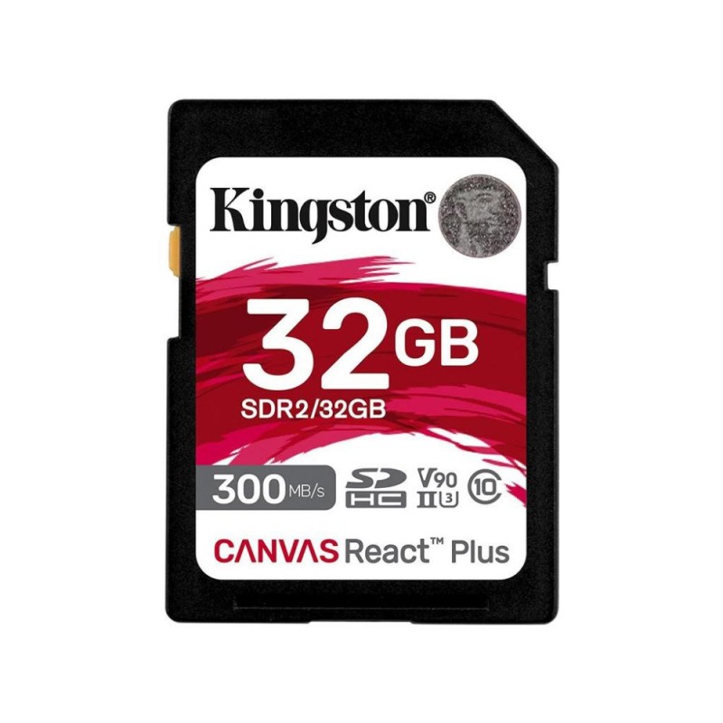 Kingston Canvas React Plus SDXC 32GB Class 10 U3 V90 UHS-II (SDR2/32GB) (KINSDR2-32GB) Kingston Canvas React Plus SDXC 32GB Class 10 U3 V90 UHS-II (SDR2/32GB) (KINSDR2-32GB)